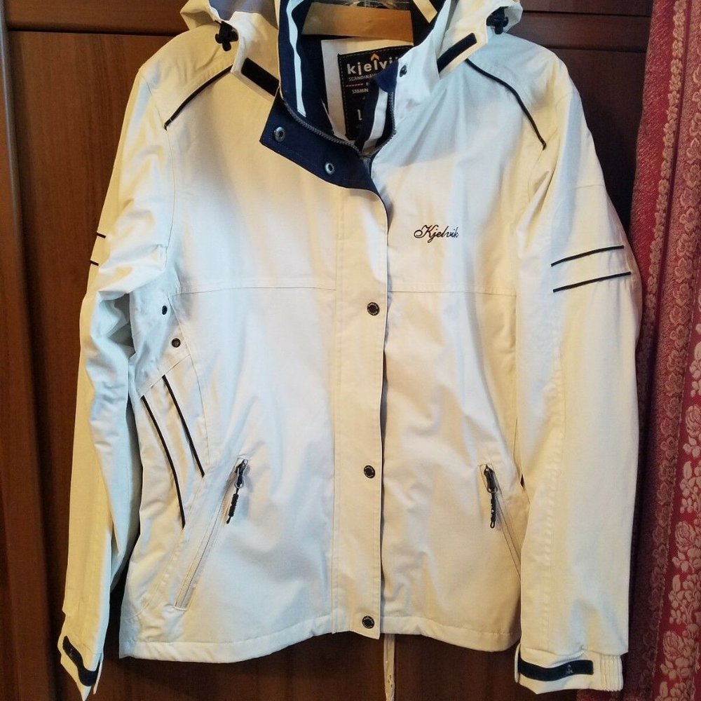 NWT KJELVIK Windbreaker Raincoat Jacket L/XL White/Blue Made in Netherland $260